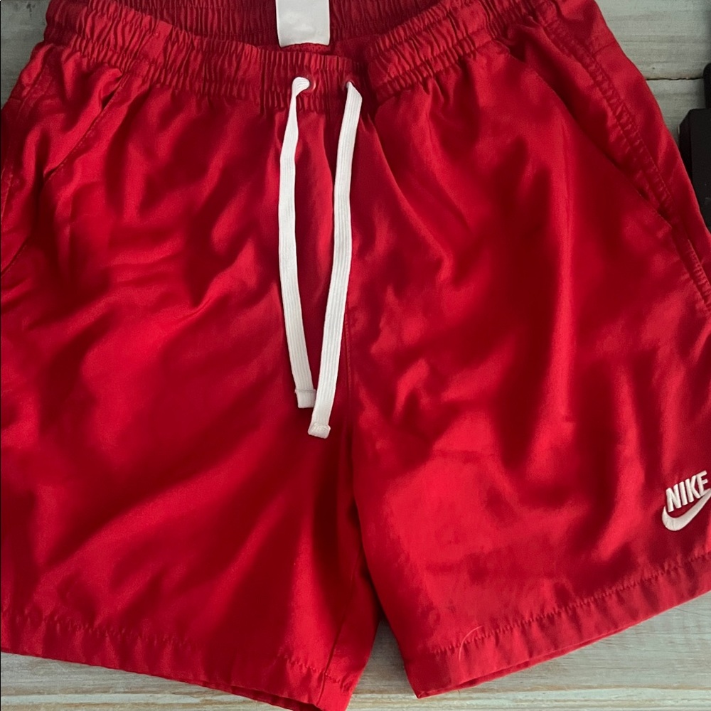 Nike Red Sports Shorts with White Accents